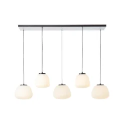 Hängelampe Kaizen, Länge 125 cm, opal, 5-flg., Metall