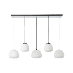 Hängelampe Kaizen, Länge 125 cm, opal, 5-flg., Metall