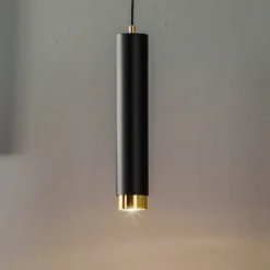 Hängelampe Kumo lang schwarz/gold einflammig