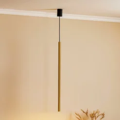 Hängelampe Laser, einflammig, messing, Schirm 75cm