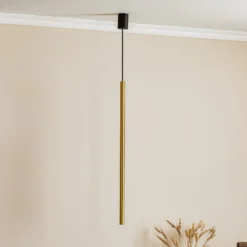 Hängelampe Laser, einflammig, messing, Schirm 75cm