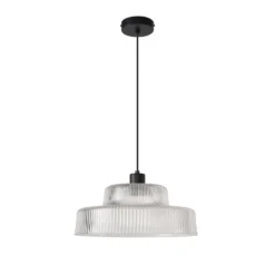 Hängelampe Lorenzo, klar/schwarz, Ø 35 cm, Glas