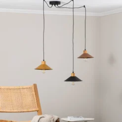 Hängelampe Manavgat N-554 3fl. gold/schwarz/kupfer