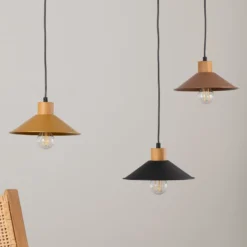 Hängelampe Manavgat N-554 3fl. gold/schwarz/kupfer