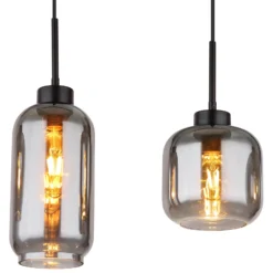 Hängelampe Matt, rauch/schwarz, Glas, 4-flammig, 100 cm, E27