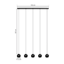 Hängelampe Midway, schwarz, 5-flammig, 105 cm lang, GU10