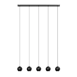 Hängelampe Midway, schwarz, 5-flammig, 105 cm lang, GU10