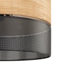 Hängelampe Nicol, schwarz/Holzoptik, Ø 50 cm, 1-flg. 3 x E27