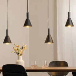 Hängelampe Norte, schwarz/gold Stahl Länge 114 cm, 4-flammig