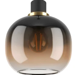 Hängelampe Oilella, schwarz-braun, Länge 95 cm, Glas, 3-flg.