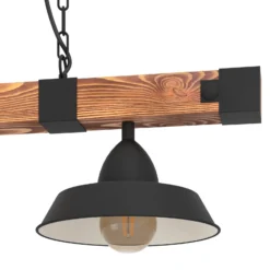 Hängelampe Oldbury, schwarz/holz dunkel, Länge 86 cm, 2-flg.