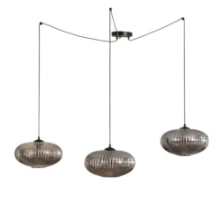 Hängelampe Origo, rauchfarben, dezentral, Glas, 3-flg.