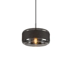 Hängelampe Pantilo Rope 27, schwarz/grau/silber Glas Ø 27 cm