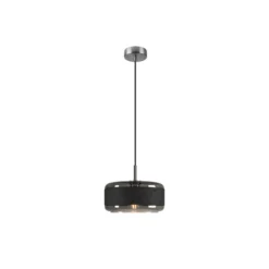 Hängelampe Pantilo Rope 27, schwarz/grau/silber Glas Ø 27 cm