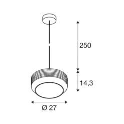 Hängelampe Pantilo Rope 27, schwarz/grau/silber Glas Ø 27 cm