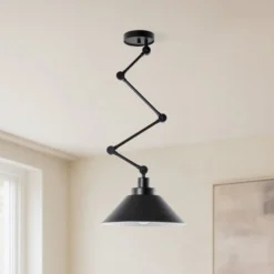 Hängelampe Pantograph mit Gelenkabhängung, schwarz