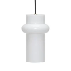Hängelampe Pilule Up, weiß glänzend, Ø 15 cm, Glas