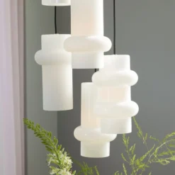 Hängelampe Pilule Up, weiß glänzend, Ø 15 cm, Glas