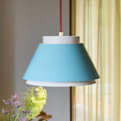 Hängelampe Remi, blau/beige, Ø 25 cm, Metall