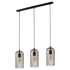 Hängelampe Roccamena, schwarz/kupferfarben, Länge 71 cm