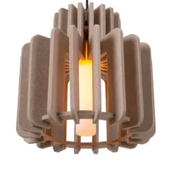 Hängelampe Rollo, taupe, Ø 40 cm, Stoff/Metall/Glas