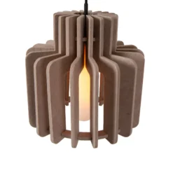 Hängelampe Rollo, taupe, Ø 40 cm, Stoff/Metall/Glas