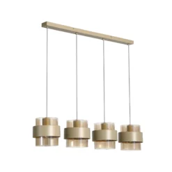 Hängelampe Royal, grau/amber Länge 80 cm, Glas/Metall 4-flg.