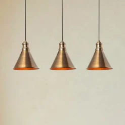 Hängelampe Sivani MR-314, gold antik, Eisen 3-flammig linear