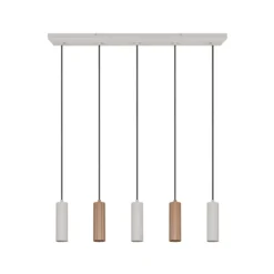 Hängelampe Soka, braun/grau, Länge 85 cm, Metall, 5-flg.