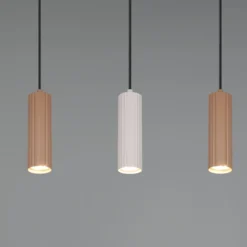 Hängelampe Soka, braun/grau, Länge 85 cm, Metall, 5-flg.