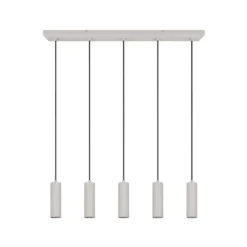 Hängelampe Soka, hellgrau, Länge 85 cm, Metall, 5-flg.