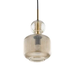 Hängelampe Sophia, cognac/schwarz, Glas, Ø 15 cm, E14