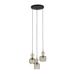 Hängelampe Sophia, 3-flammig, Ø 41 cm, cognac/schwarz, E14