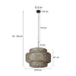 Hängelampe Sparkled Light 4478ZW, Bambusgeflecht, Ø 53 cm