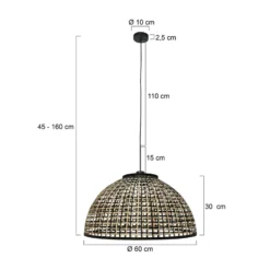 Hängelampe Sparkled Light 4477ZW, Bambusgeflecht, Ø 60 cm
