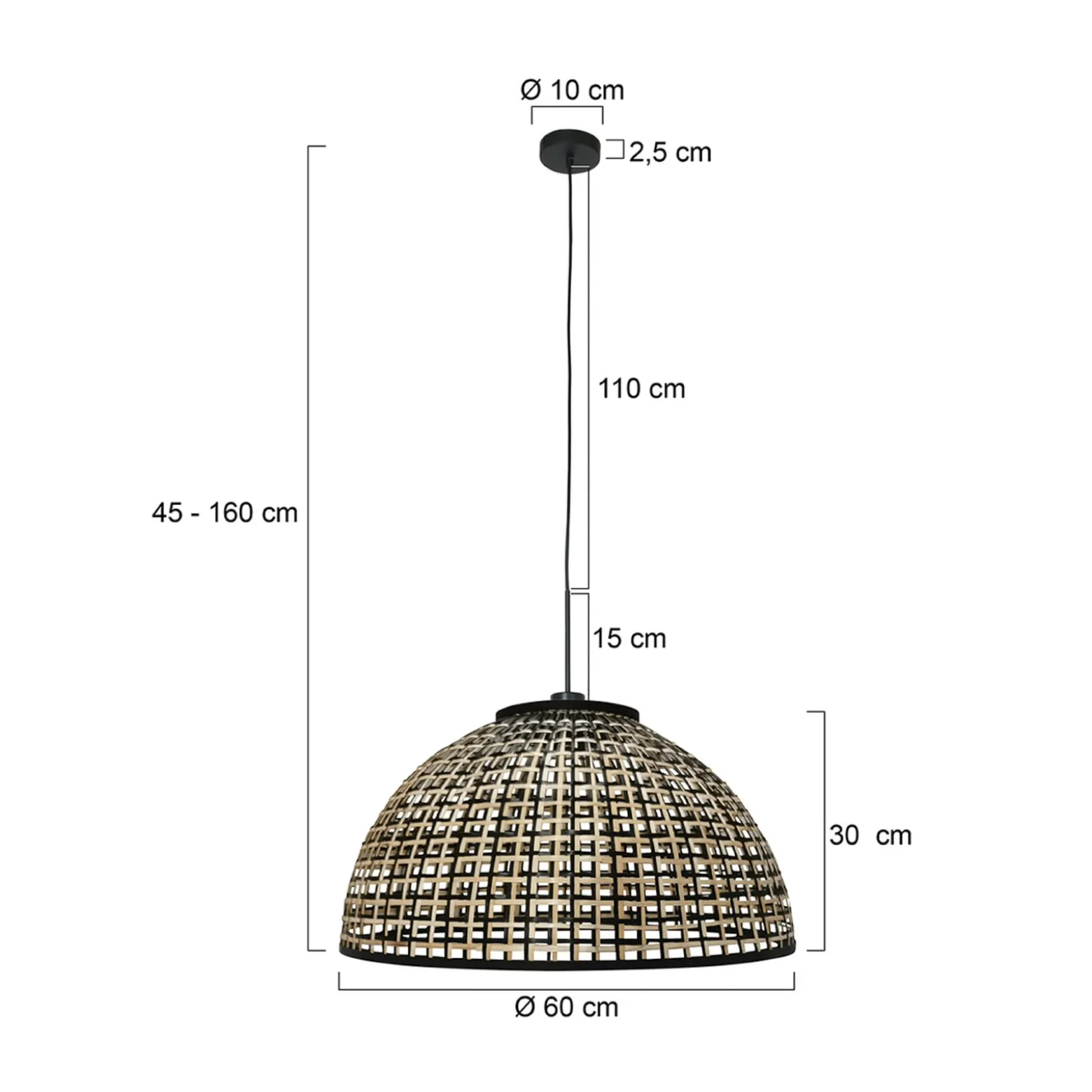 Hängelampe Sparkled Light 4477ZW, Bambusgeflecht, Ø 60 cm