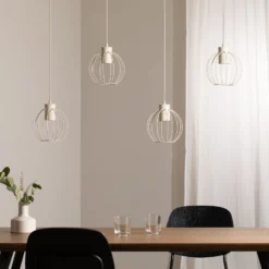 Hängelampe STARLIGHT, cremeweiß, 4-flg. Länge 100 cm Metall