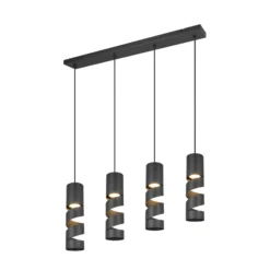 Hängelampe Stream, schwarz Länge 80 cm 4-flammig Metall GU10