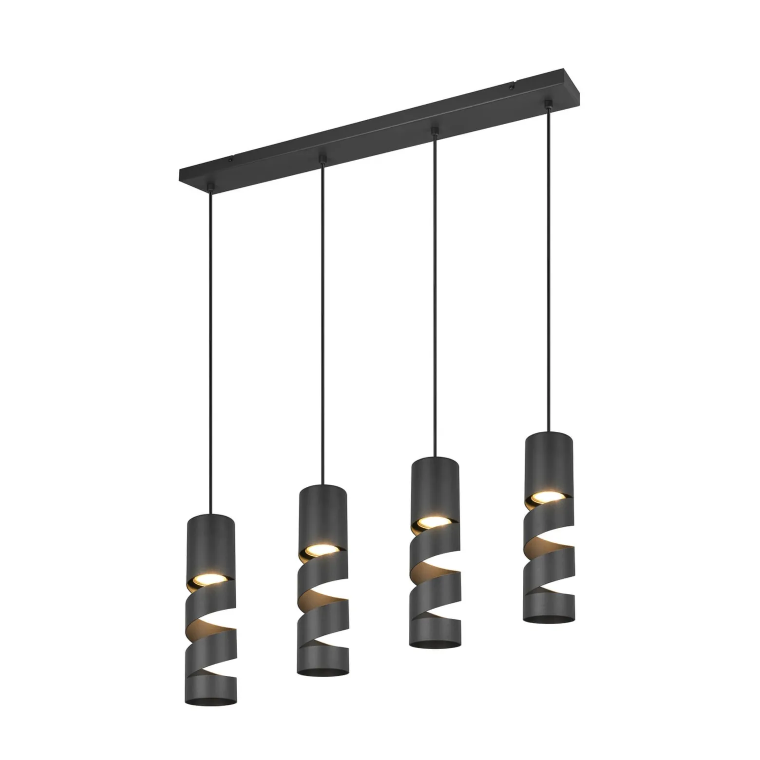 Hängelampe Stream, schwarz Länge 80 cm 4-flammig Metall GU10