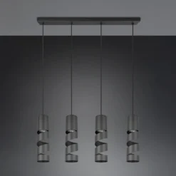 Hängelampe Stream, schwarz Länge 80 cm 4-flammig Metall GU10