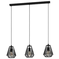 Hängelampe Stype, schwarz, Länge 96 cm, Stahl, 3-flg.