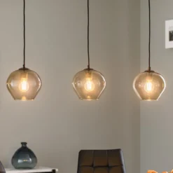 Hängelampe Svala Glasschirme rund 3-flammig linear