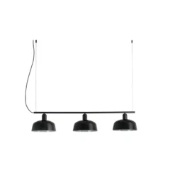 Hängelampe Tatawin, schwarz, Glas, Länge 100 cm, 3-flg.