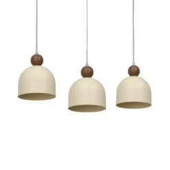 Hängelampe Timon, taupe/beige, Länge 60 cm, Metall, 3-flg.