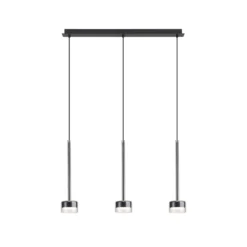 Hängelampe Tonic, schwarz/klar, Balken, 3-fl., Metall, Glas