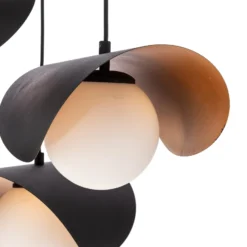 Hängelampe Vatoz 6142 3fl Rondell schwarz Opalglas