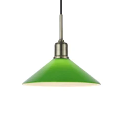 Hängelampe Vela, grün/altmessing, Glas/Eisen Ø 25 cm Stecker