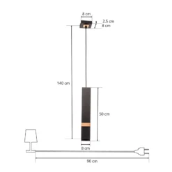Hängelampe Vidar, schwarz mit Holzdetail 1-flammig