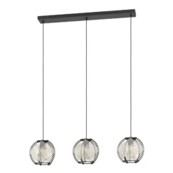 Hängelampe Waverton, schwarz/weiß, Länge 92 cm, Stahl/Stoff