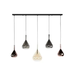 Hängelampe Wings, schwarz/braun/kupfer, 5-flg., G9, Glas